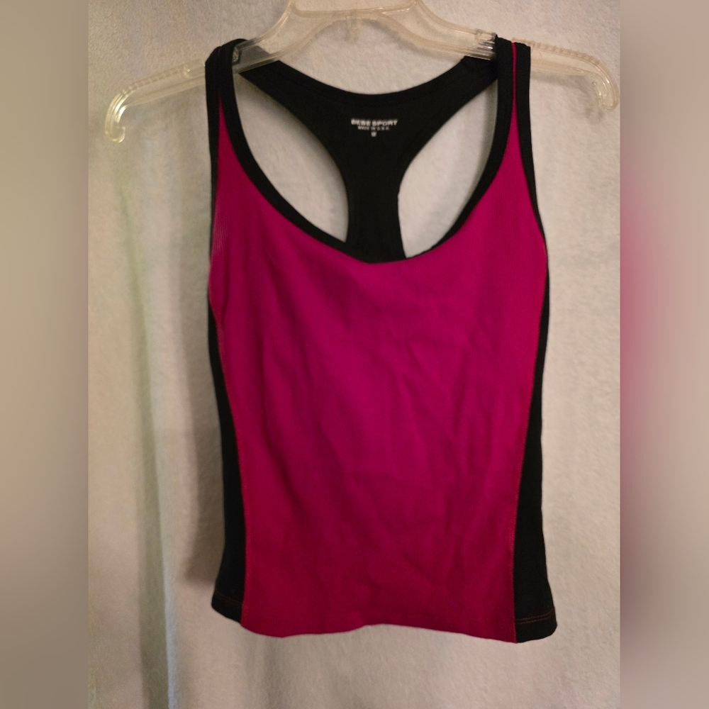 bebe Fuchsia and Black Tank Top